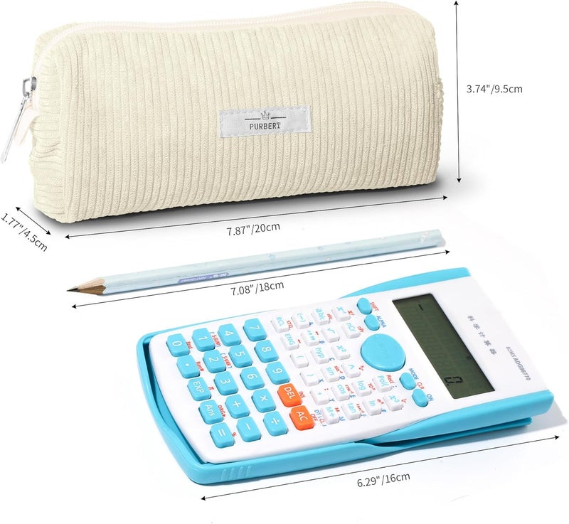 Purbert Pencil Bag Pen Case, Soft Corduroy Small Pencil Pouch Organizer with Zipper, Cute Pencil Case Pouch Stationery for Girls and Boys – White - Image 3